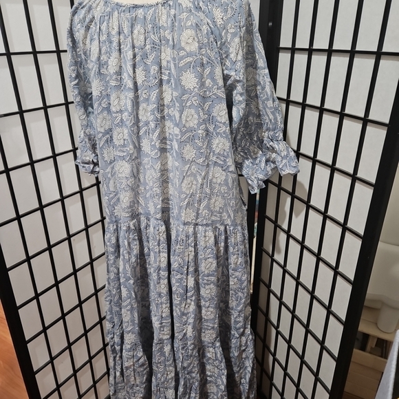 Daughters of India XL Blue & White Floral Maxi Length Dress - Picture 6 of 8